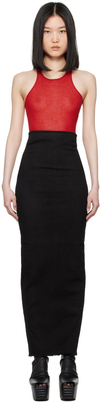 Sukňa Rick Owens Black Lido Dirt Pillar Denim Maxi Skirt Čierna | RO01D2344 SBB, 0