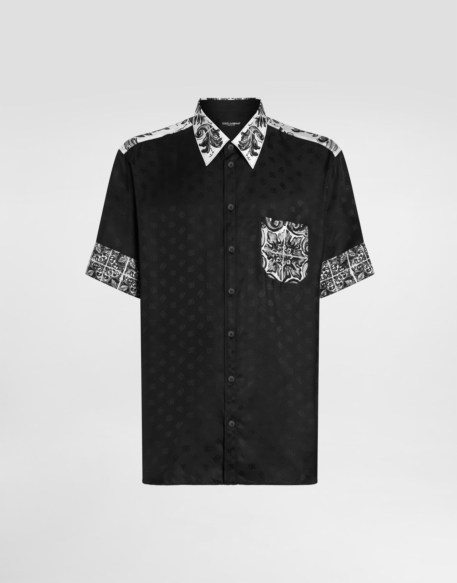 Košeľa Dolce & Gabbana Dolce & Gabbana Majolica-Print Silk Jacquard Shirt Čierna | G5LY2TGJ453HH5DQ, 0
