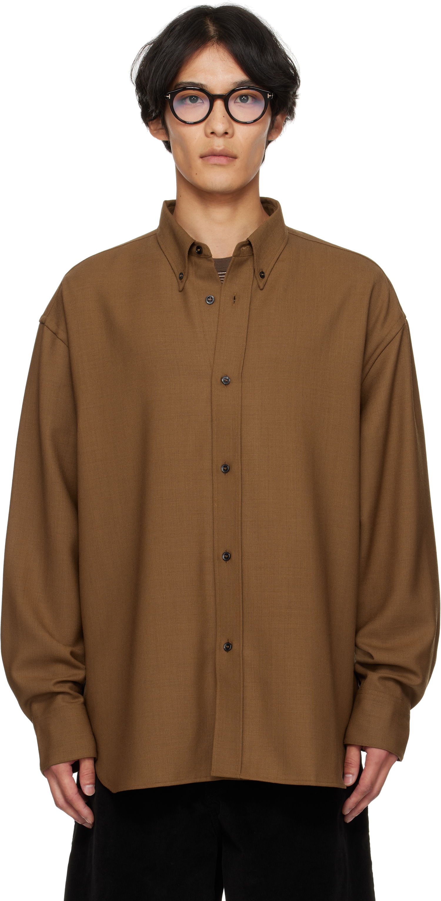 Košeľa Studio Nicholson Studio Nicholson Jude Button-Down Shirt Hnedá | JUDE SNM - 884, 0
