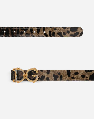 Opasok Dolce & Gabbana Dolce & Gabbana DG Girls Animal Print Leather Belt Hnedá | BE1348AM568HA93M, 2