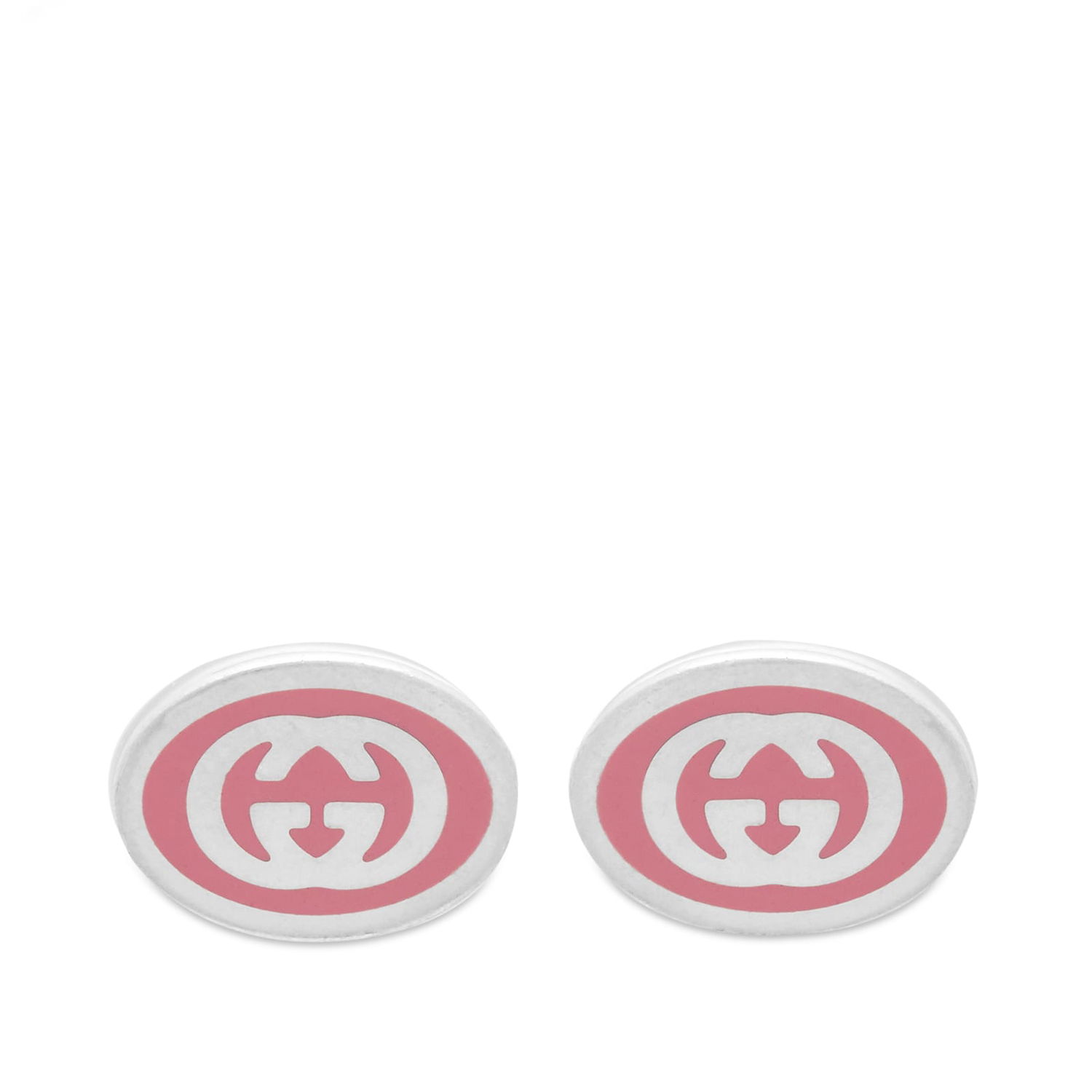 Náušnice Gucci Interlocking G Enamel Earrings Silver/Pink Metalická | YBD75348500100U, 0