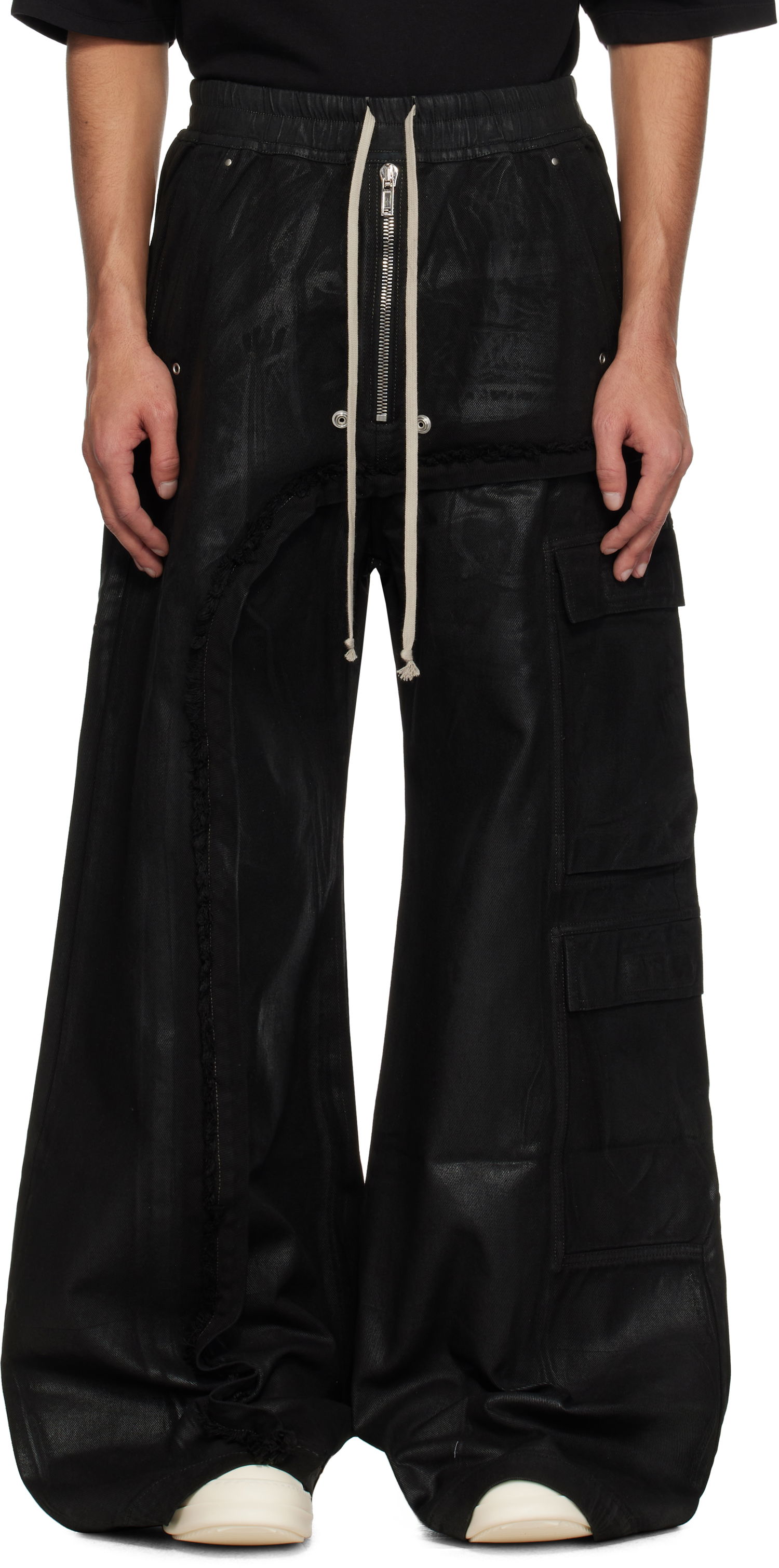 Cargo nohavice Rick Owens Rick Owens DRKSHDW Hollywood Imbalanced Double Cargo Jumbo Belas Denim Cargo Pants Čierna | DU01E3375 DCF, 0