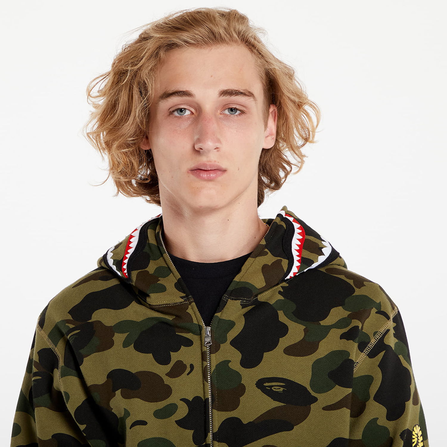 Mikina BAPE A BATHING APE 1St Camo 2Nd Shark Full Zip Hoodie Green Zelené | 001ZPK801004M GRN, 1