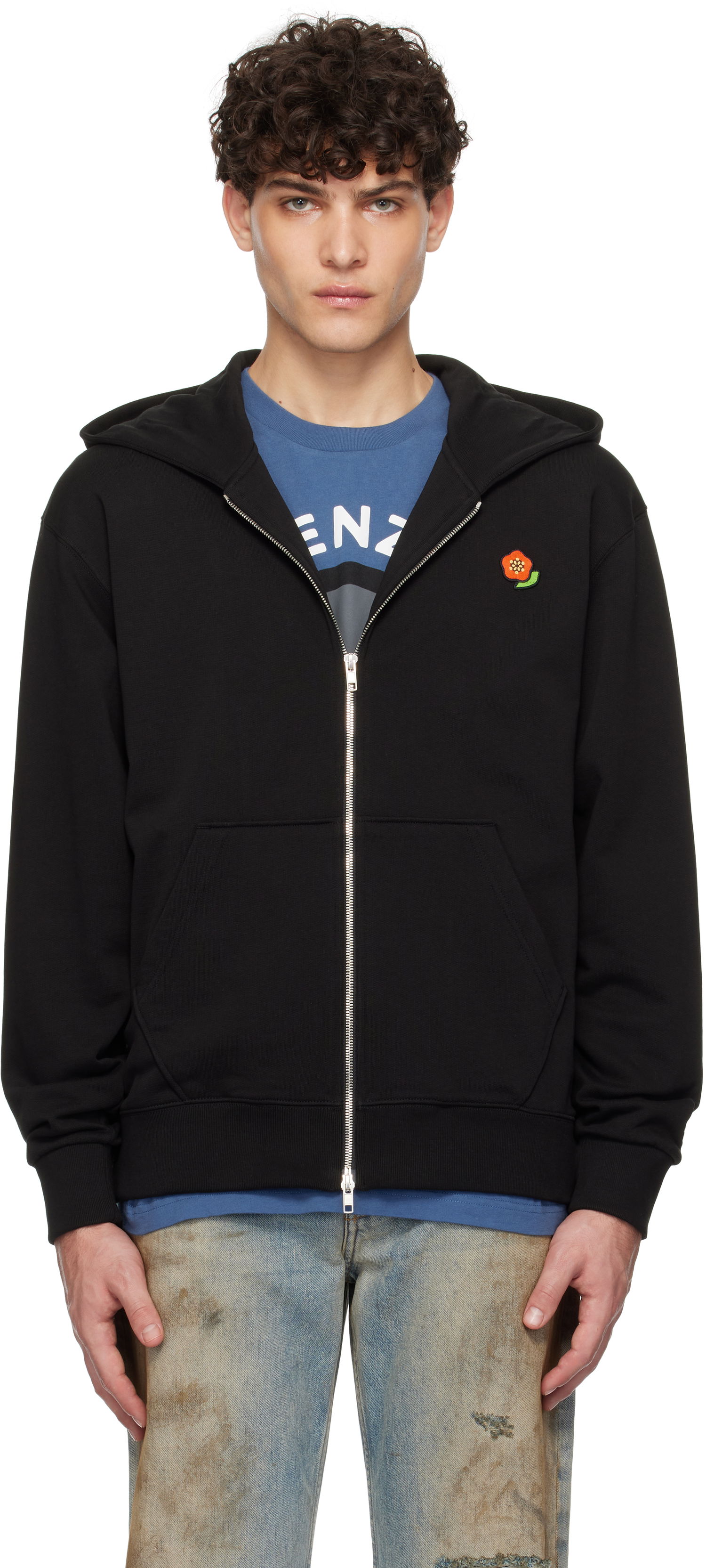 Mikina KENZO Pop Embroidered Black Zip Hoodie Čierna | FF55SW2664MF, 0