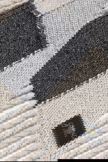 Šál GANNI Knitted Wool Cotton Bubble Patchwork Scarf Rôznofarebný | A6662, 2