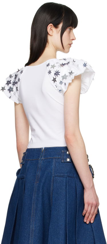 Tričko Chopova Lowena Chopova Lowena Angelica Beaded Star-Sleeve T-Shirt Biela | 2289, 2