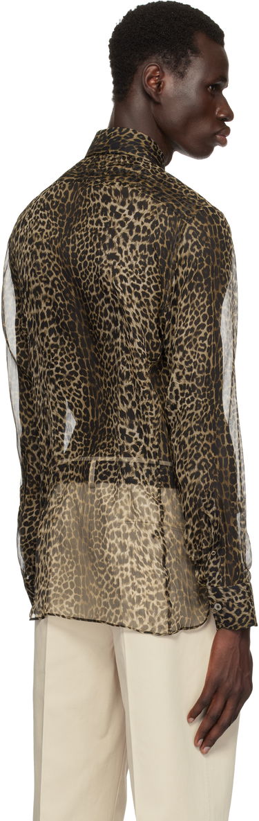 Košeľa Tom Ford TOM FORD Leopard Plisse Shirt Hnedá | HSA001-FMS051S25, 2
