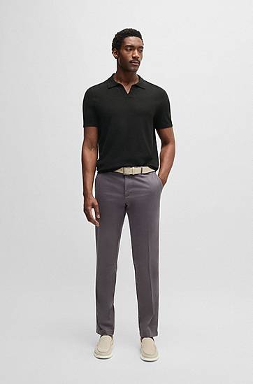 Polo tričko BOSS Knit Sweater with Johnny Collar Čierna | 50537654, 1