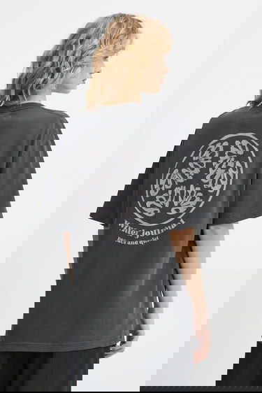 Tričko Samsoe Samsoe Printed Oversized Cotton SAJOURNAL T-Shirt Šedá | U24400006, 2