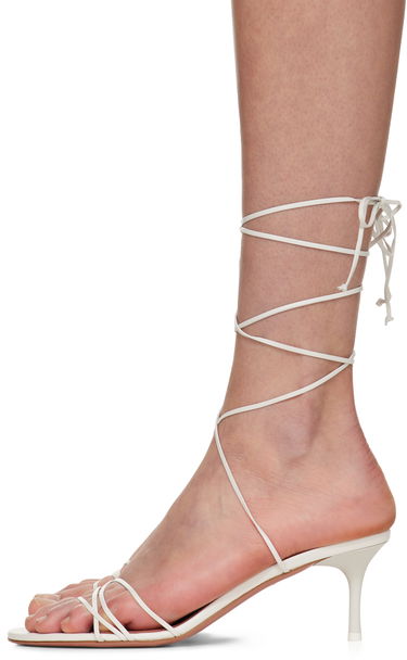 Doplnky Amina Muaddi Amina Muaddi Lori Lace Up Heeled Sandals Biela | LORI LACE UP 60, 2
