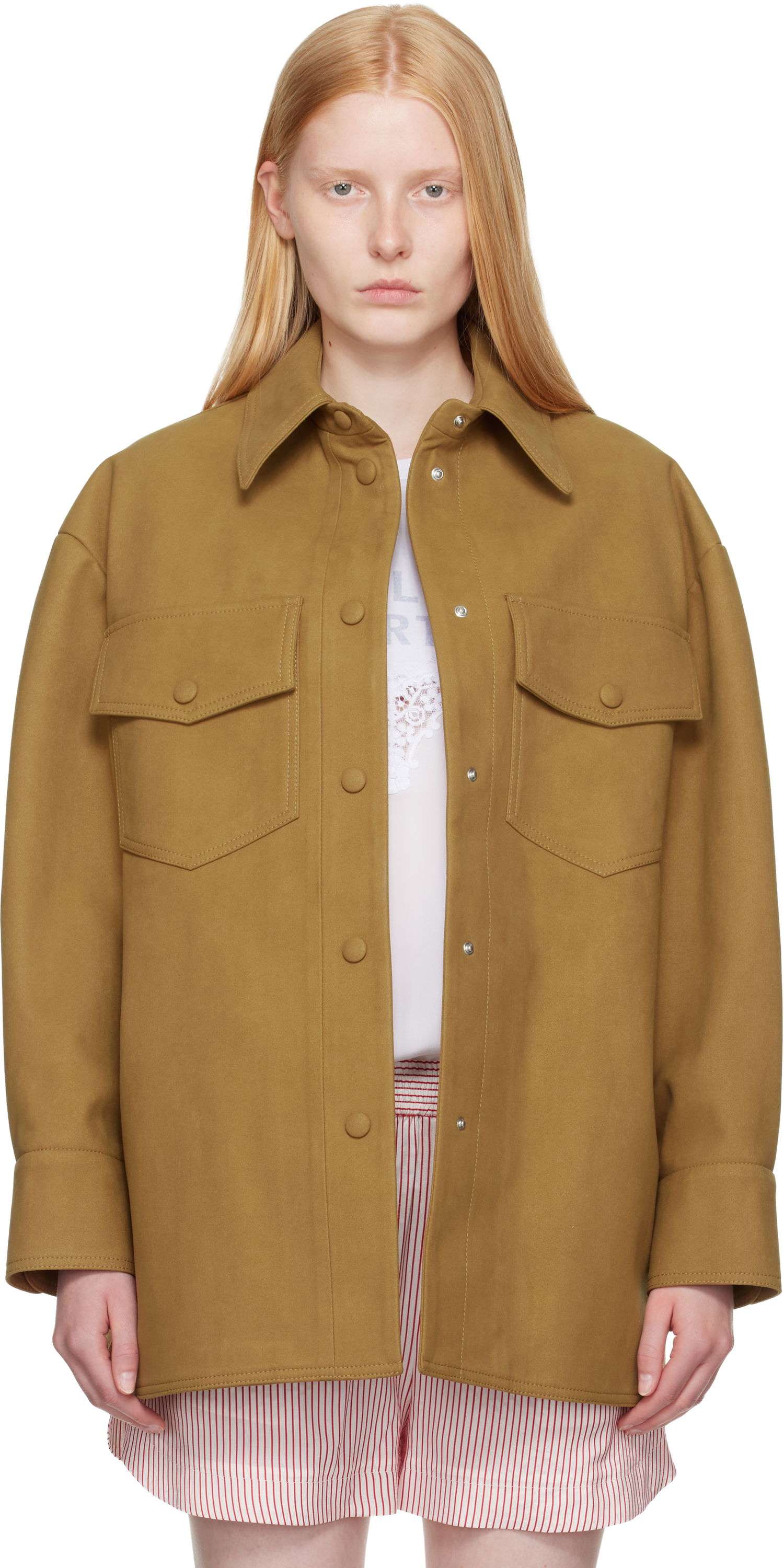 Bunda Stella McCartney Stella McCartney Faux-Suede Overshirt Hnedá | 6601253GU309, 0
