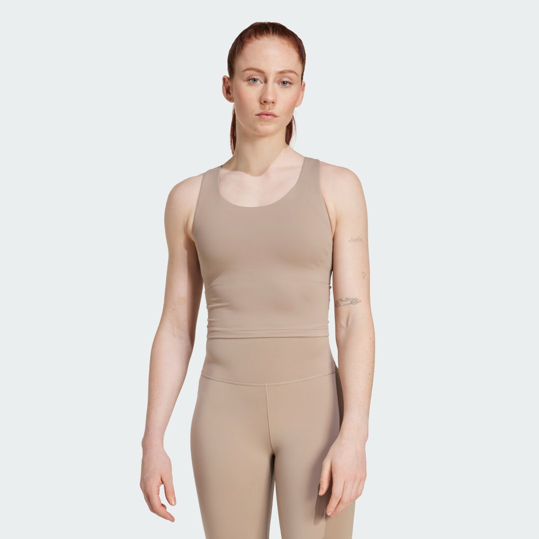 Tielko adidas Performance All Me Medium Support Tank Top Béžová | JL5521, 0