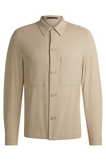 Košeľa BOSS Relaxed Fit Stretch Seersucker Overshirt Béžová | 50540695, 0