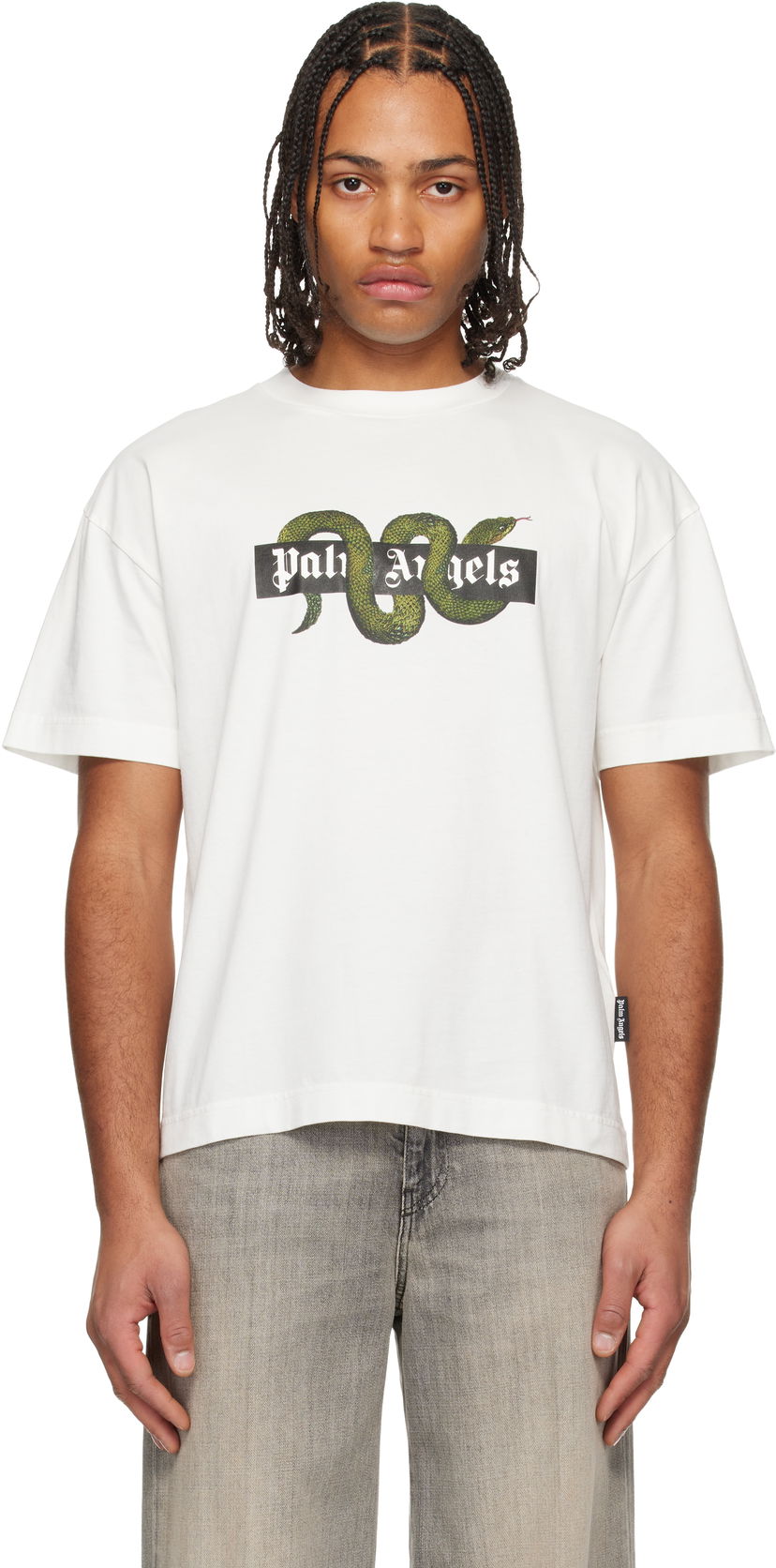 Tričko Palm Angels Snake Logo T-shirt Biela | PMAA109F25JER0080355
