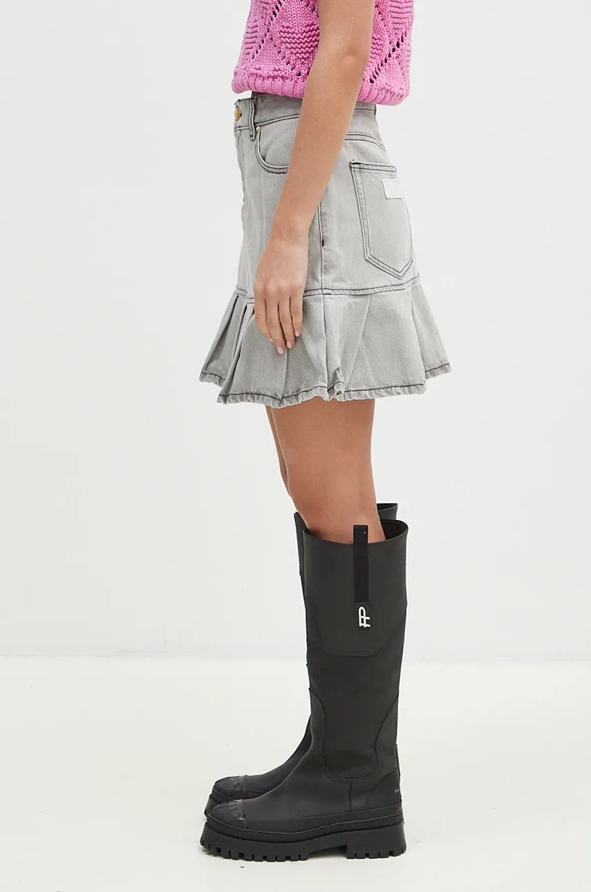 Sukňa GANNI Future Denim Pleated Mini Skirt Šedá | J1550, 1