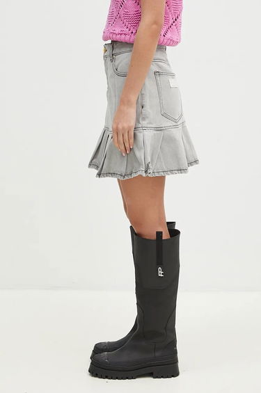 Sukňa GANNI Future Denim Pleated Mini Skirt Šedá | J1550, 1