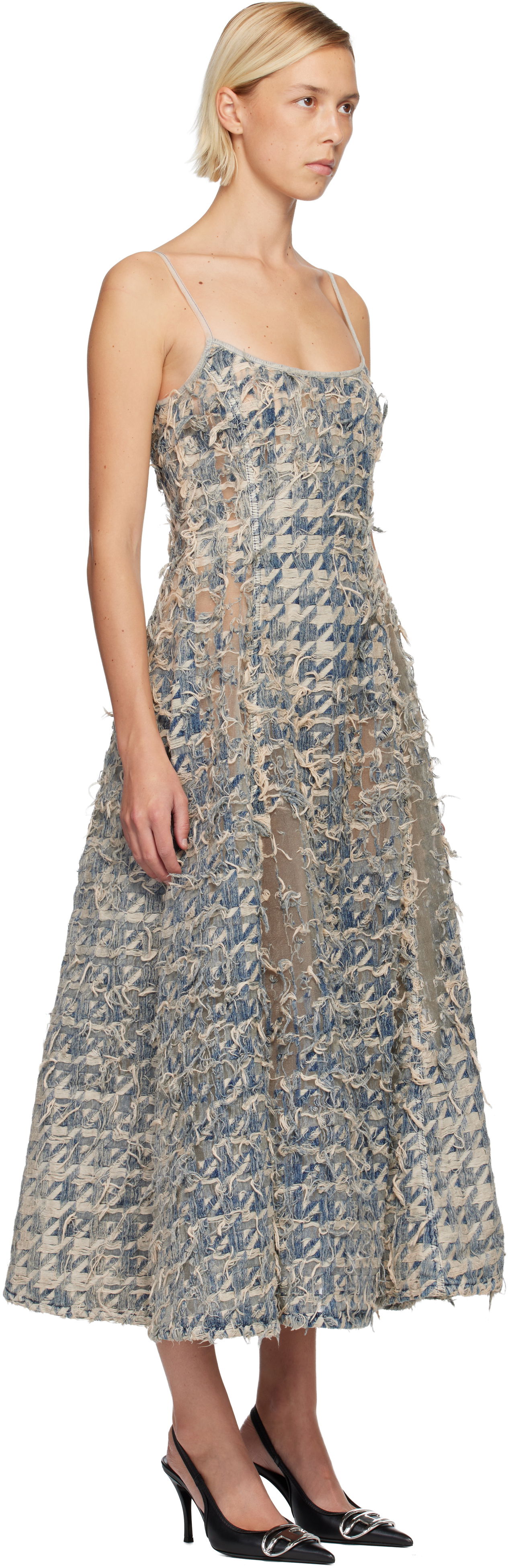 Šaty Diesel De-Sweeney-Long-Fsh Frayed Houndstooth Maxi Dress Rôznofarebný | A21622 007CC, 1