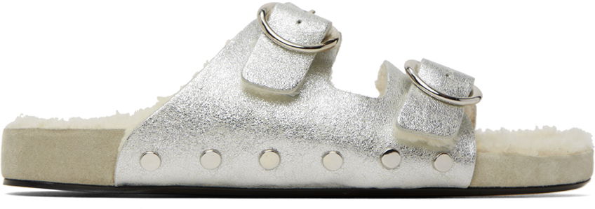 Doplnky ISABEL MARANT Isabel Marant Lennyo Shearling-Lined Buckle Sandals Béžová | 22HSD0462-22H021S, 0