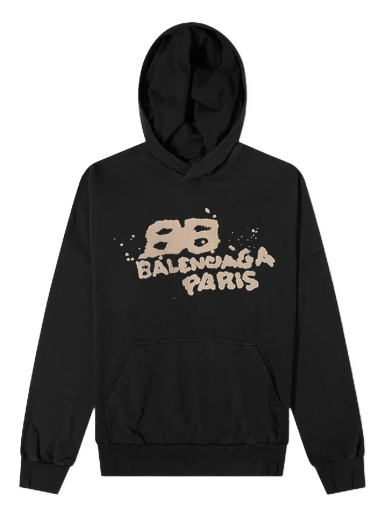 Mikina Balenciaga Oversized Dirty Paris Logo Hoody Čierna | 620973-TNVQ1-1059