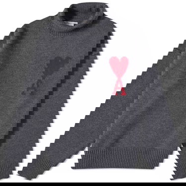 Sveter AMI Paris Large A Heart Roll Neck Knit Šedá | BFUKS406-018-084, 0
