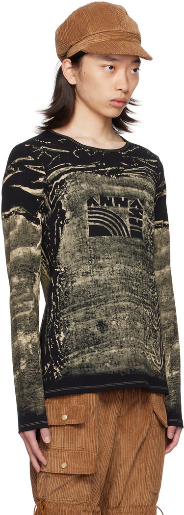 Tričko Anna Sui Exclusive Black & Beige Graphic Long Sleeve T-Shirt Čierna | MT624A1, 1