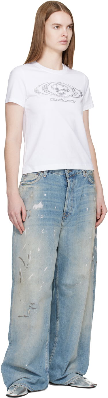 Tričko Casablanca Crystal Warped Logo Fitted Short Sleeve T-shirt Biela | W-SP26-JTS-020-04, 3