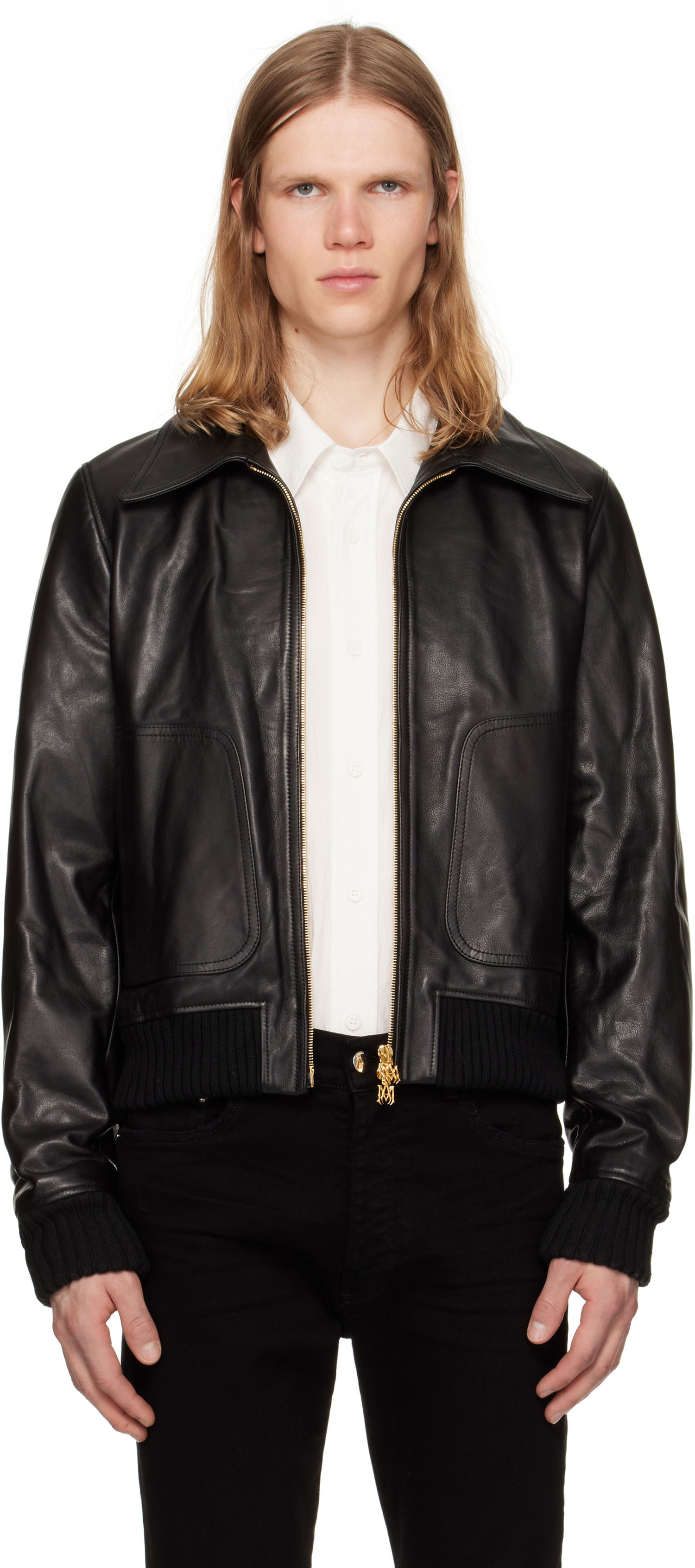 Bomber bunda AMIRI AMIRI Zip Leather Jacket Čierna | AMLTJT1028, 0