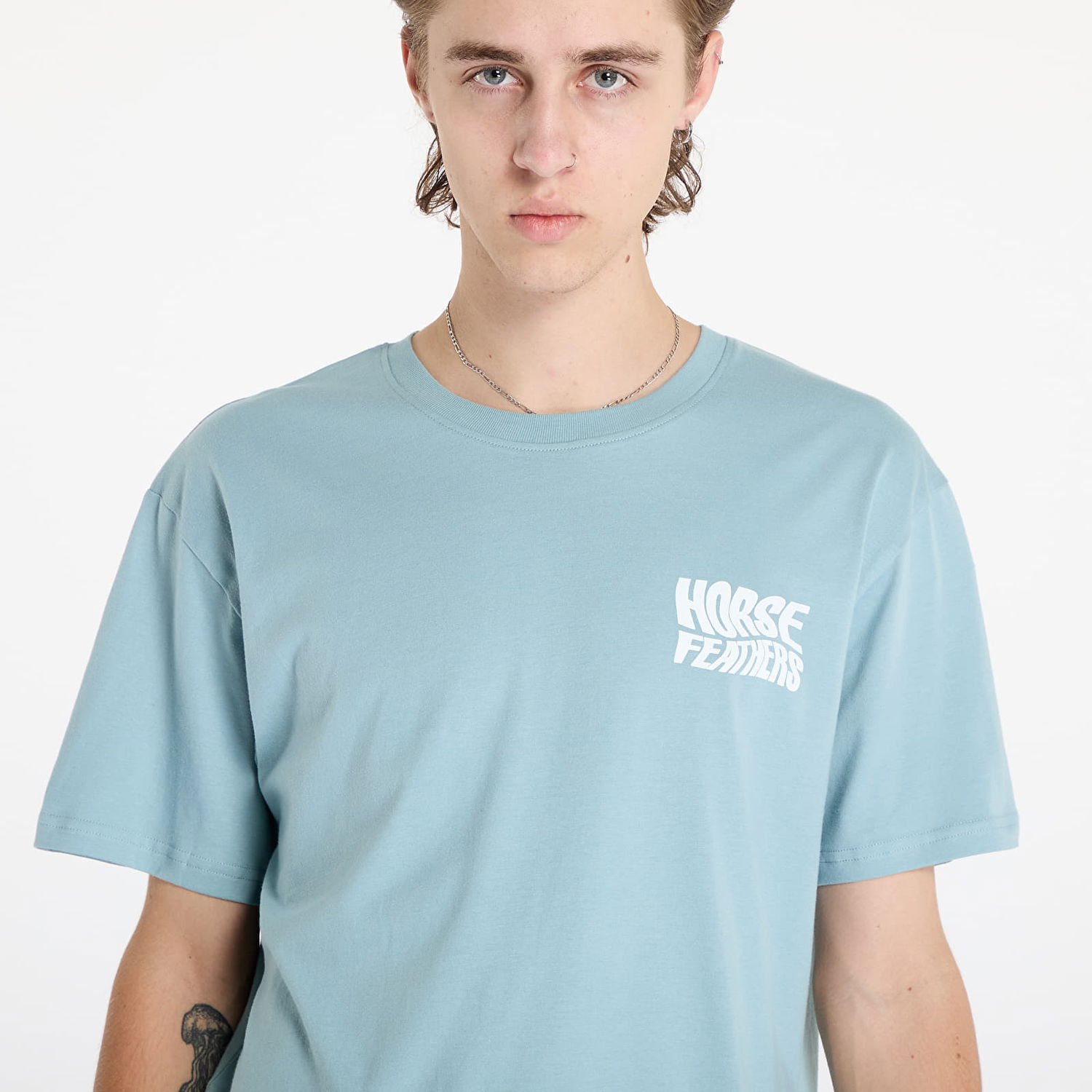 Tričko Horsefeathers Distort T-Shirt Blue Haze M Tyrkysová | SM1366B, 1