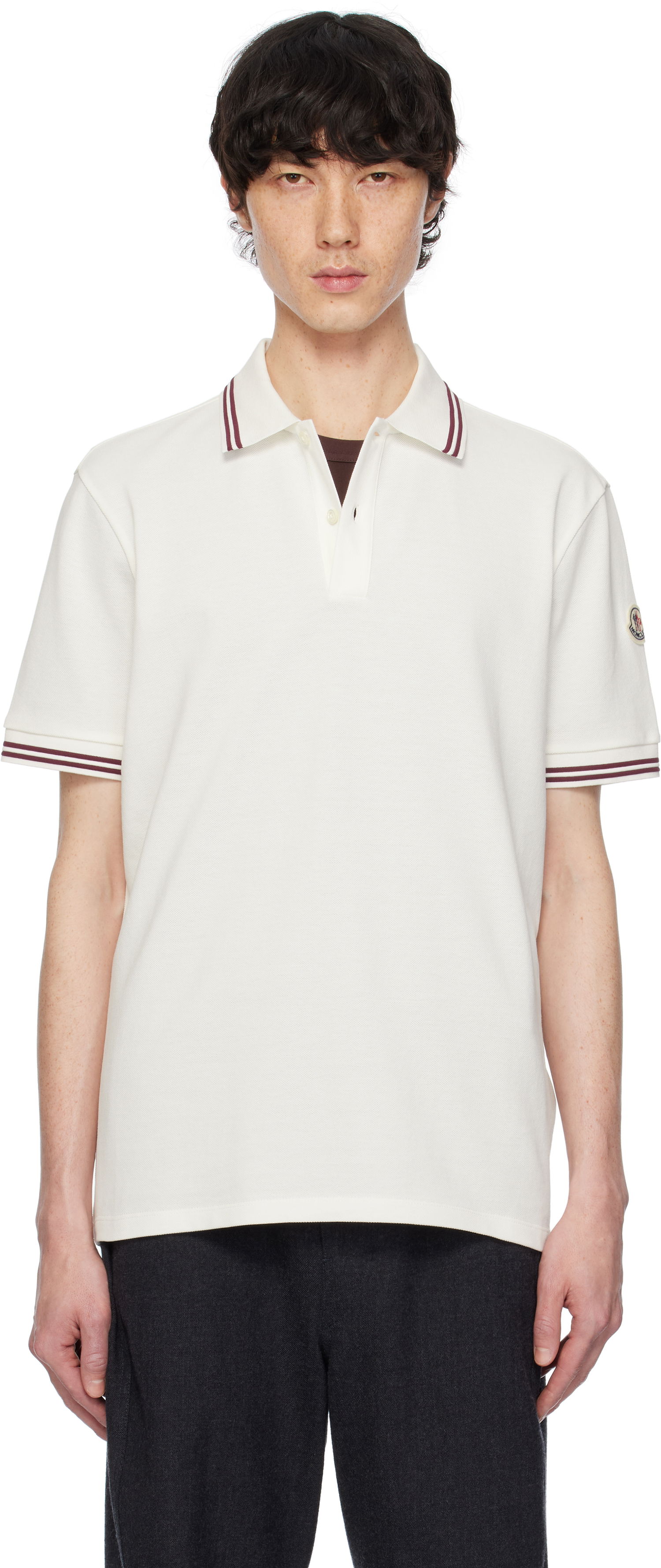 Polo tričko Moncler Moncler Cotton Piquet Polo with Striped Trim Biela | K10918A0000789A16, 0