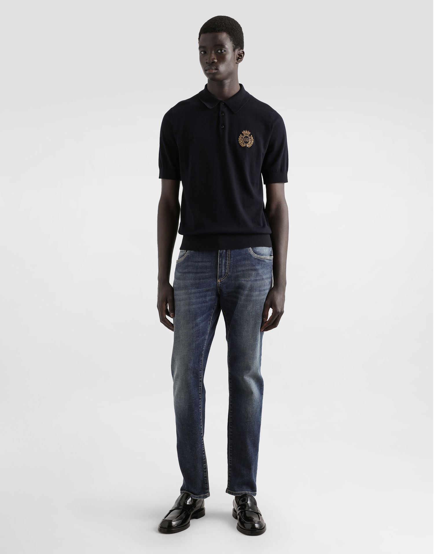 Polo tričko Dolce & Gabbana Dolce & Gabbana Cotton Polo-Shirt with Heraldic Patch Čierna | GXZ02ZJBCG3B0665, 1