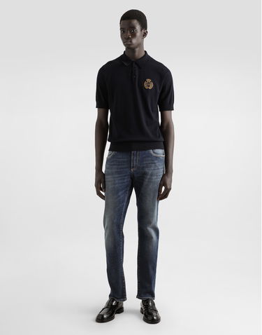 Polo tričko Dolce & Gabbana Dolce & Gabbana Cotton Polo-Shirt with Heraldic Patch Čierna | GXZ02ZJBCG3B0665, 1