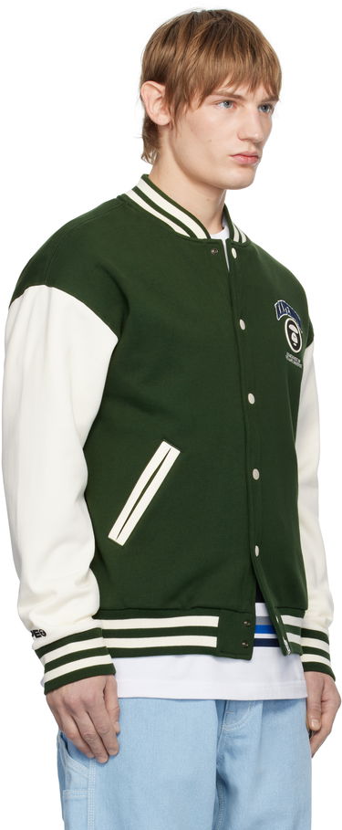 Bomber bunda AAPE by A Bathing Ape AAPE by A Bathing Ape 'AAPE NOW' Moonface Logo Baseball Jacket Zelené | AAPSWMB328XXNGRD, 1