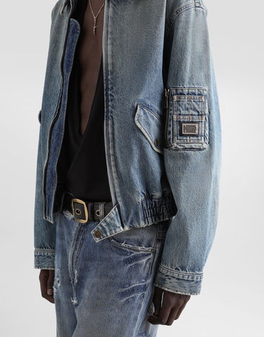 Bomber bunda Dolce & Gabbana Men's Denim Bomber Jacket Modrá | G9BKNDG8ME5S9001, 3