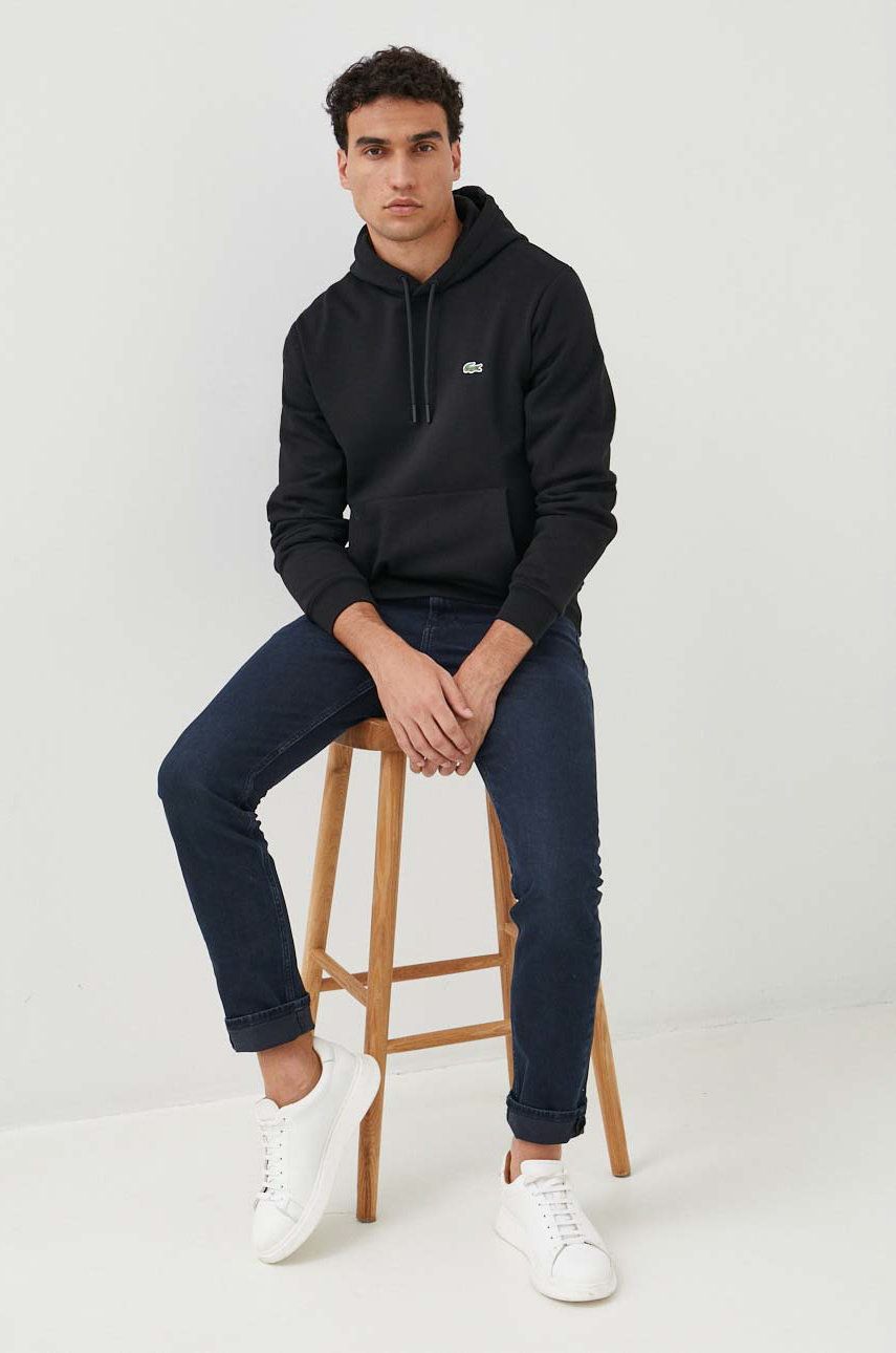 Mikina Lacoste Organic Cotton Hoodie Čierna | SH9623, 0