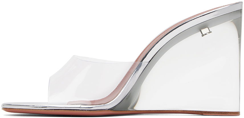 Amina Muaddi Lupita Glass Wedge Slippers