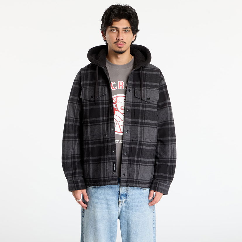 Bunda Vans Piedmont Hooded Plaid Shirt Jacket Čierna | VN000P7VQFY1