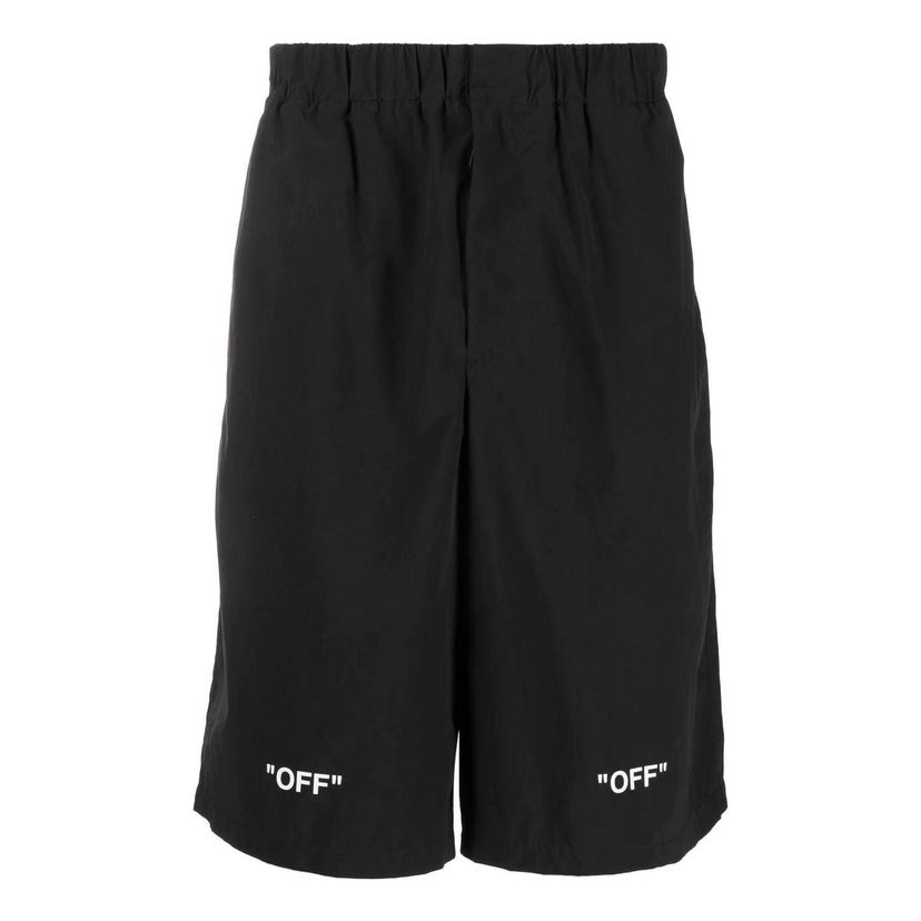 Šortky Off-White Off-White FW22 Logo Print Elastic Waistband Shorts Čierna | OMCB070C99FAB0011001