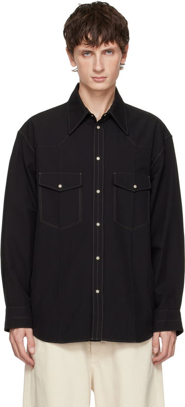 Košeľa LEMAIRE Western Snap-Button Shirt with Contrast Stitching Čierna | SH1193 LF1475, 0