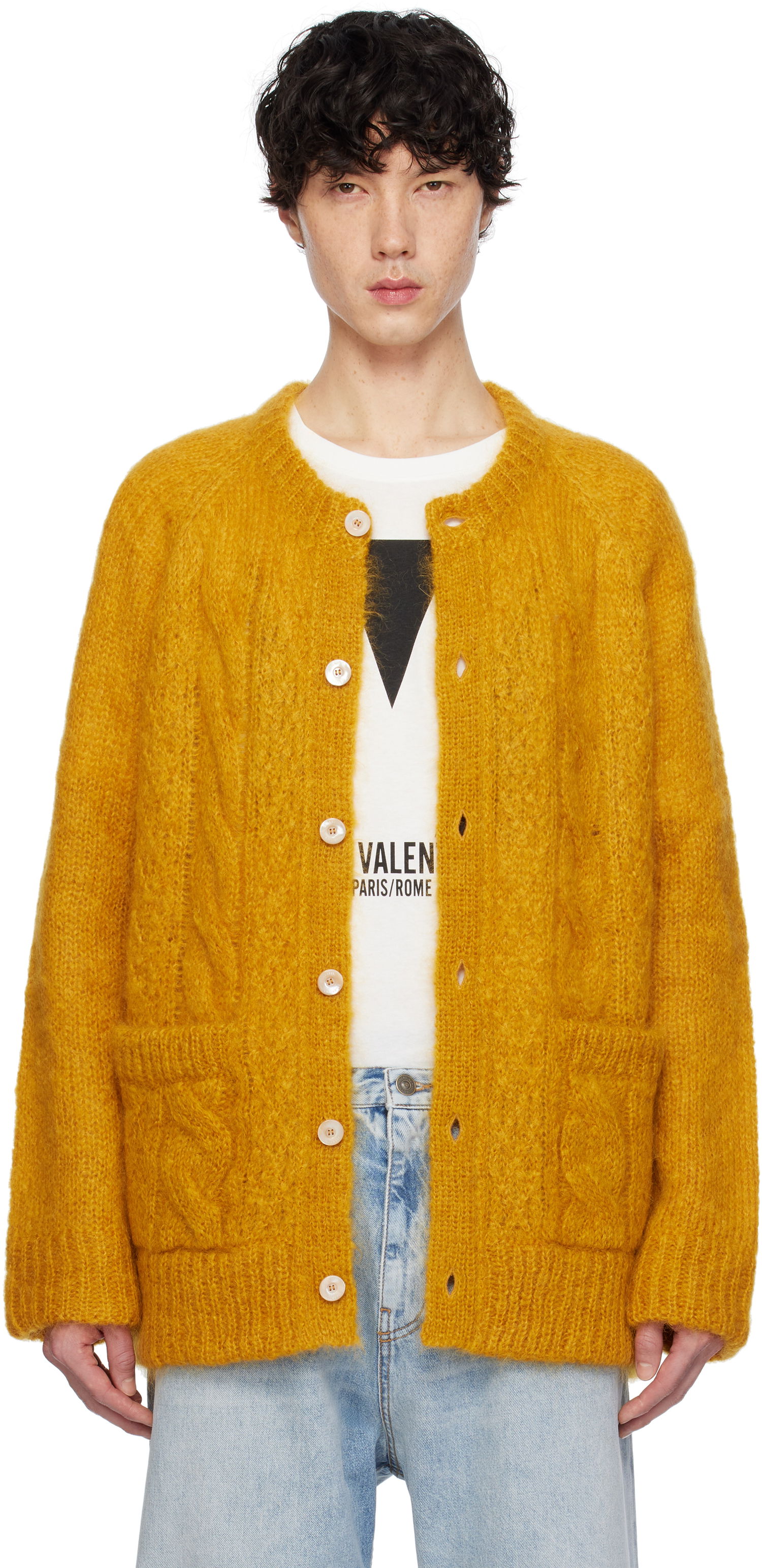 Sveter Valentino Valentino Mohair Cardigan Žltá | 6V3KA04KAPB, 0