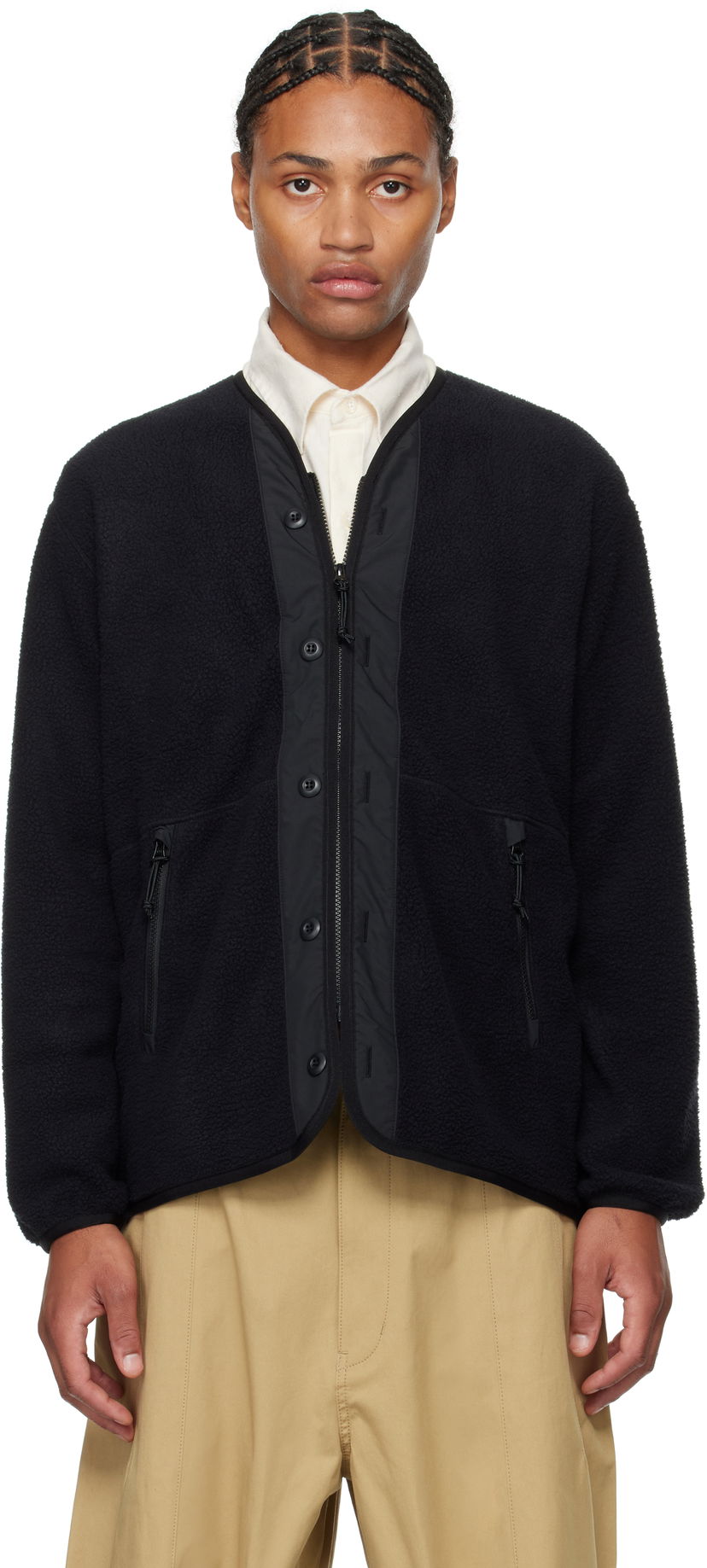 Sveter Comme des Garçons Boa & Taffeta Cardigan Čierna | HN-T020-051
