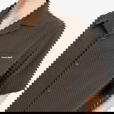 Košeľa MAISON KITSUNÉ Maison Kitsuné Seersucker Resort Shirt, Size Large Hnedá | OM00421WC5032-P391, 5