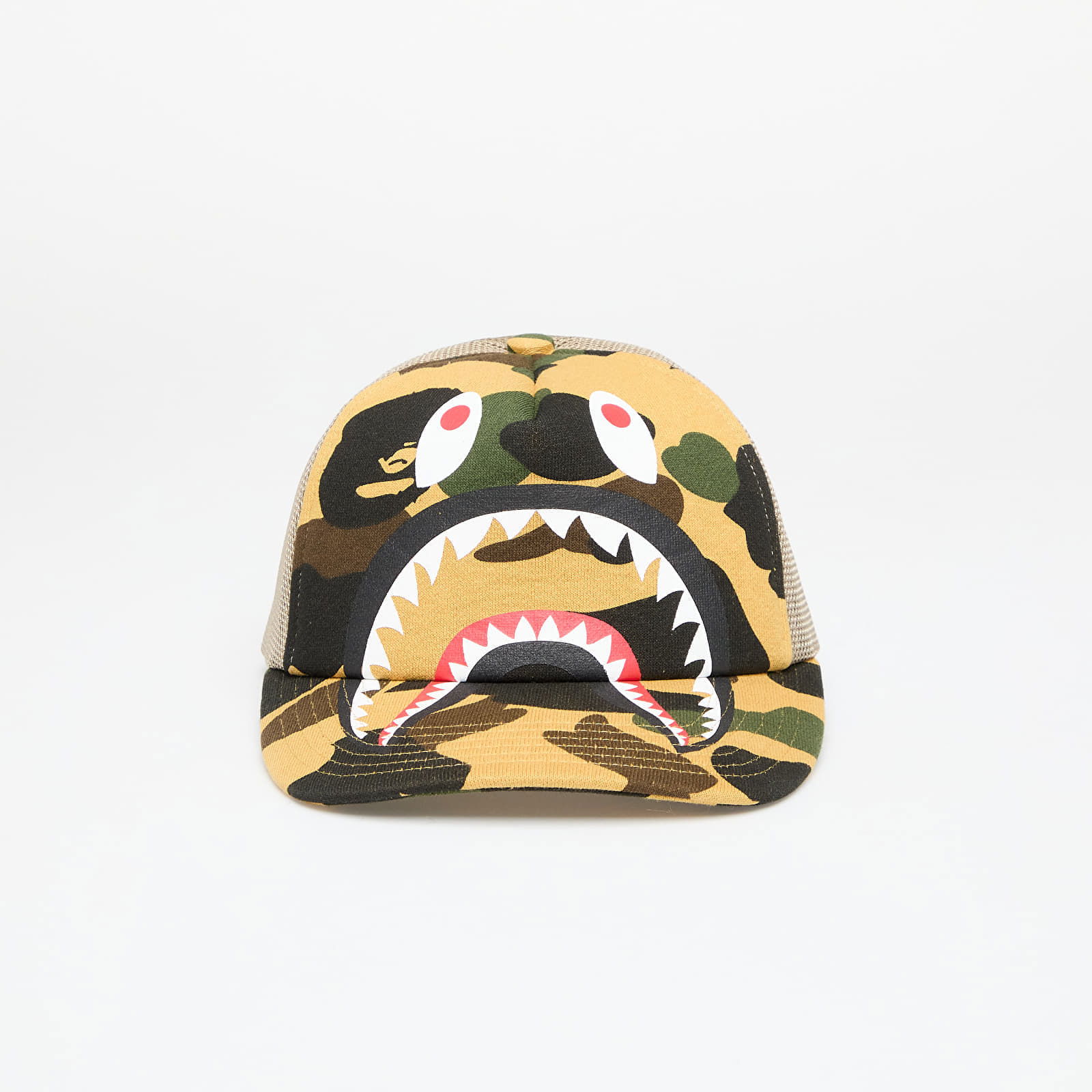 A BATHING APE 1st Camo Shark Mesh Cap Yellow Universal