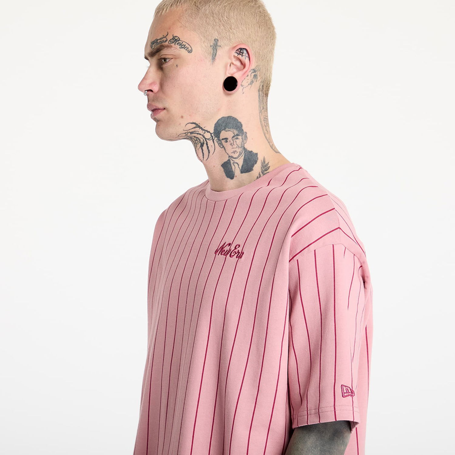 Tričko New Era New Era Pinstripe Oversized T-Shirt Ružová | 60596612, 1