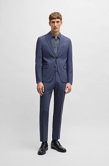 Košeľa BOSS Slim Fit Floral Print Performance Stretch Shirt Navy | 50539456, 1