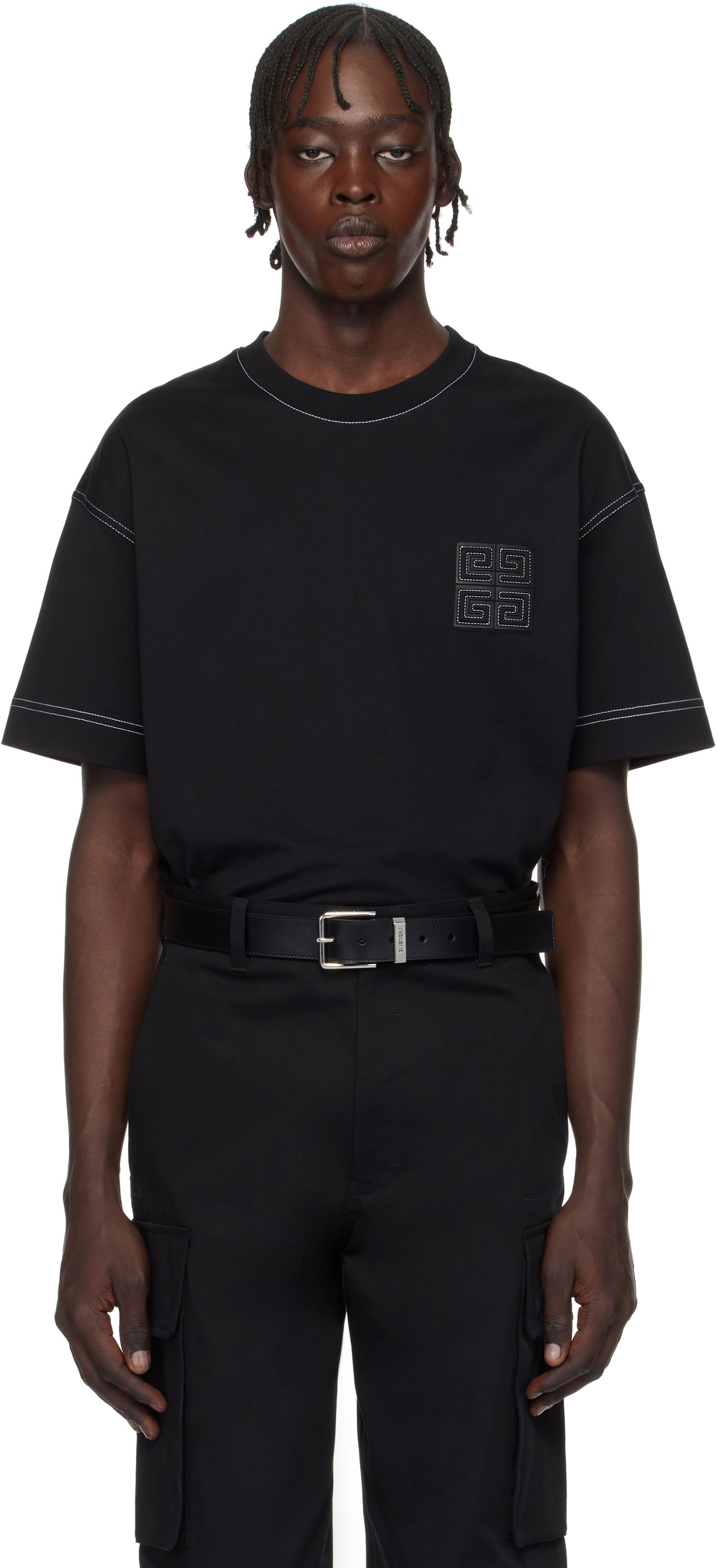 Tričko Givenchy 4G Logo Embroidered T-Shirt Čierna | BM71MG3YPQ004, 0
