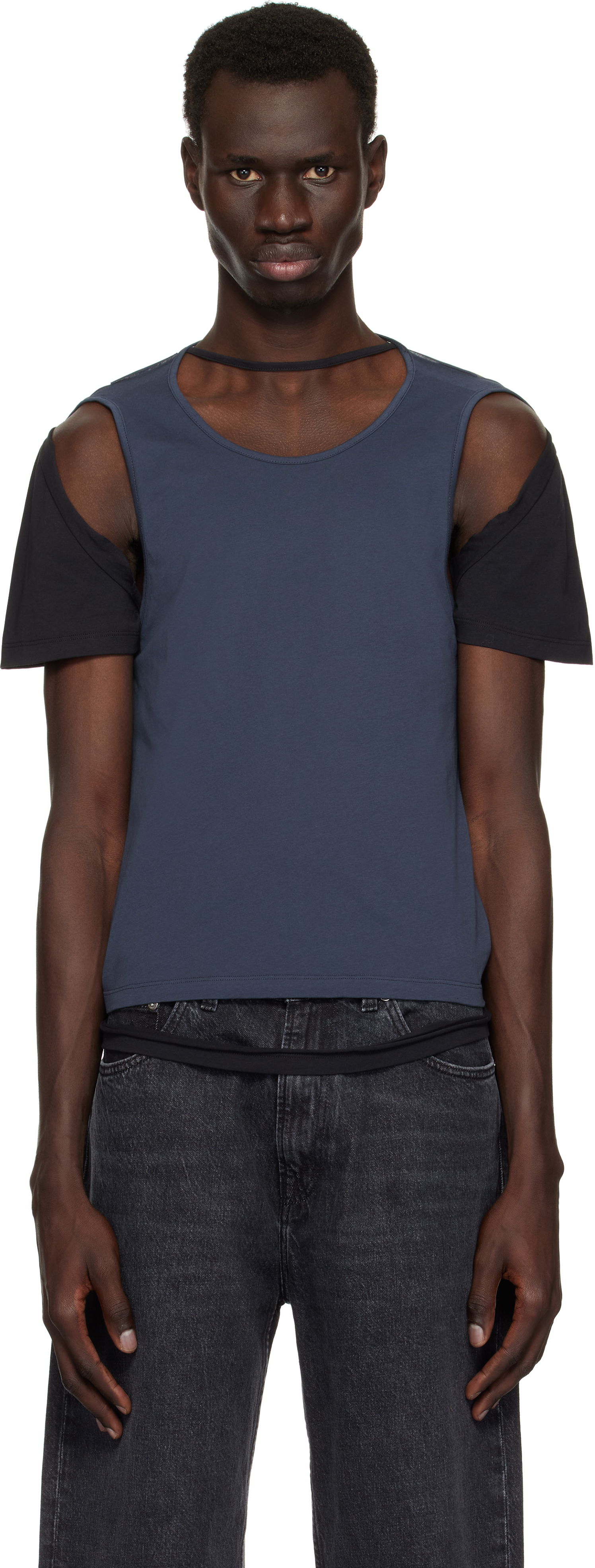Tielko Eckhaus Latta Eckhaus Latta Navy Hugging T-Shirt Modrá | 1203-EL-PS25-B - BLACKBERRY, 0