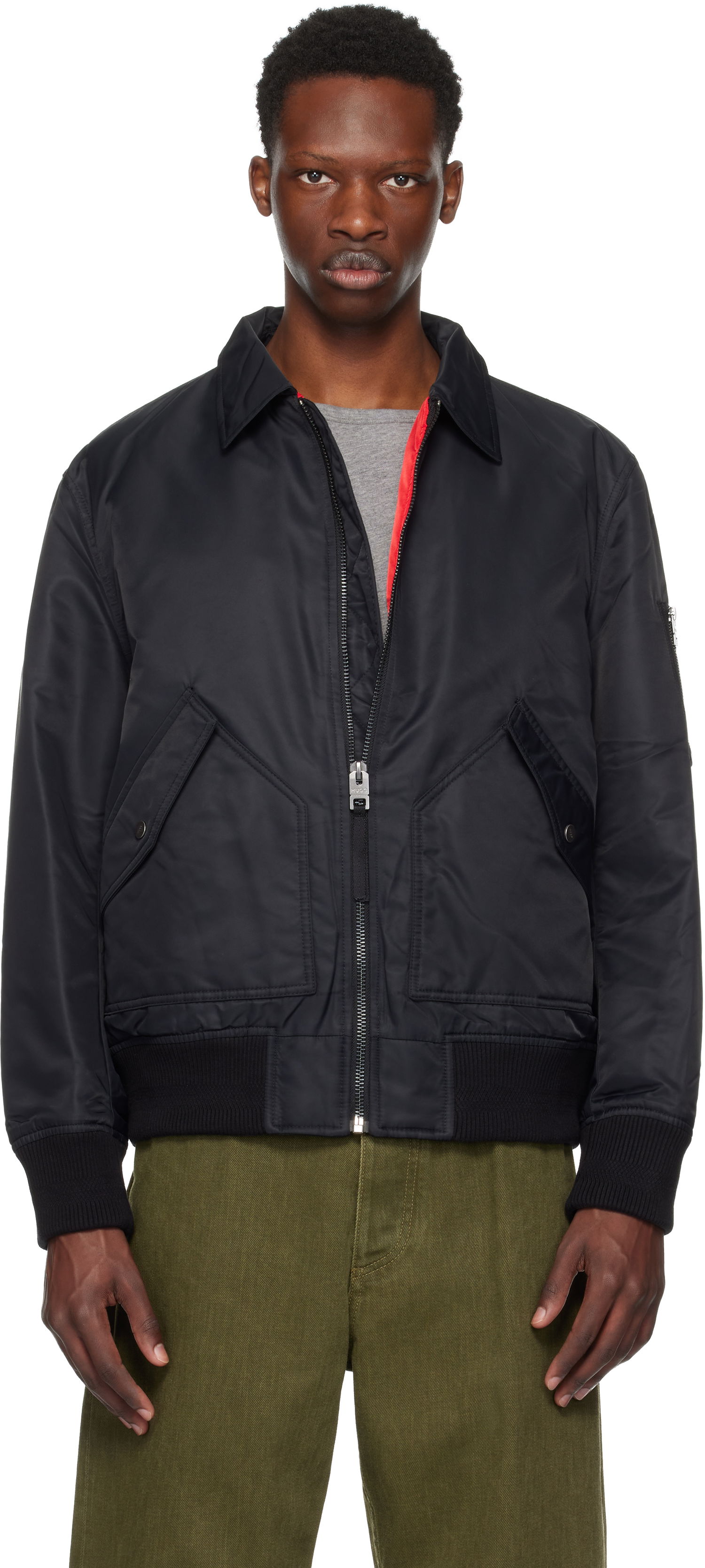 Bomber bunda BOSS HUGO Recycled Nylon Bomber Jacket Čierna | 50541604, 0
