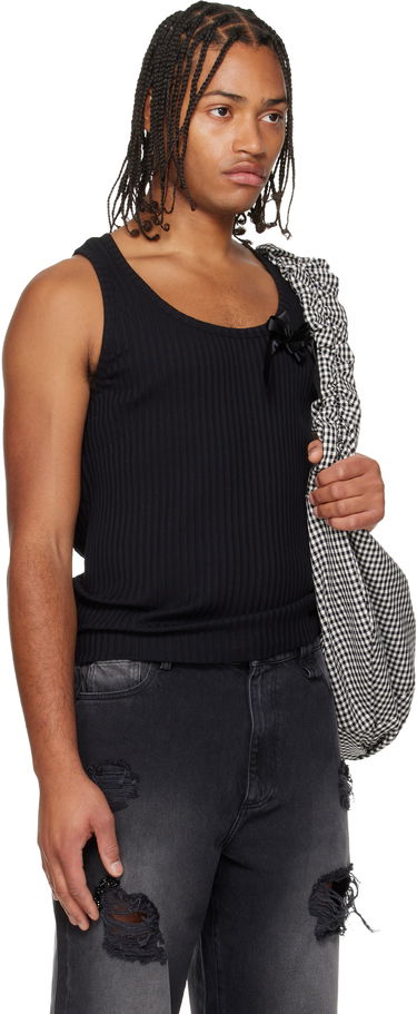 Tielko Simone Rocha Ribbed Ribbon Daisy Tank Top Biela | 5377 1230, 4