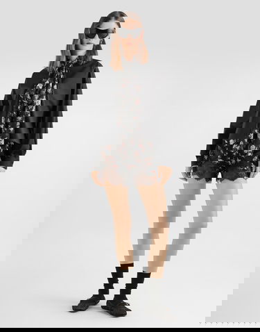 Košeľa Dolce & Gabbana Poplin Long Sleeve Shirt with Floral Print Tie-Neck Scarf Čierna | F5U13TFURMON0000, 1