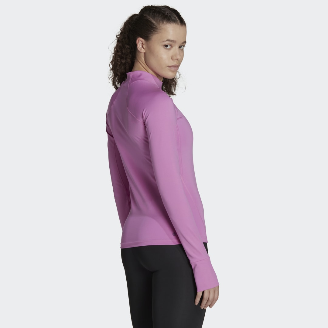 Tričko adidas Originals Techfit AEROREADY Warm Long Sleeve Ružová | HI3370, 1